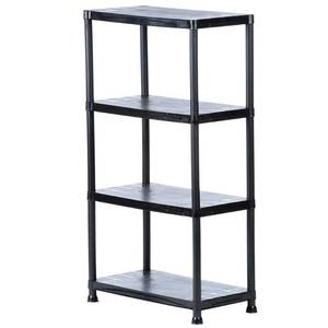 lot 11821 image: 4-Tier Easy Assembly Scratch Resistant Plastic Garage Storage Shelving Unit in Black (28 in. W x 52 in. H x 15 in. D)