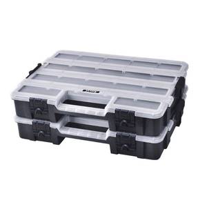 lot 11835 image: 17-Compartment Black Interlocking Small Parts Organizer (2-Pack)
