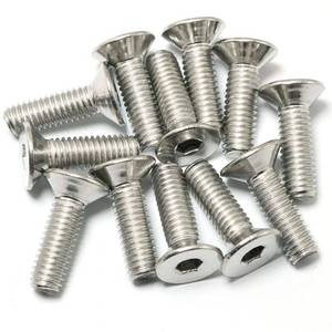 lot 12278 image: PZRT 12pcs Hexagon Hex Socket Countersunk Screw Stainless Steel A2-70 Flat Head Screw Allen Bolts M6x20, Silver Tone