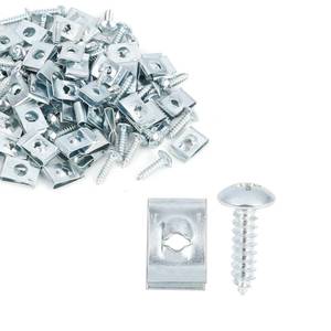 lot 12279 image: Partuto 50 Sets 4.2x16mm U Clip Screw Assortment Car Clips Fasteners with Screws for Bumper Dash Door Panel Interior Silver Tone Replacement