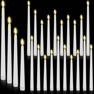 lot 12290 image: Rossesay 24 Pcs Flameless LED Taper Candles Battery Operated Candles 8.5, 9.65, 10.83, 12.8 Flameless Candlesticks Flickering for Halloween Christmas Church Wedding(White)