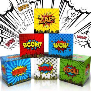 lot 12330 image: Hushee 6 Pcs Large Hero Party Decorations 12 Inch Hero Party Boxes Cardboard Backdrop Decor Birthday Photo Props Centerpieces Supplies