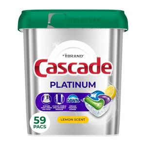 lot 12333 image: Cascade Platinum Dishwasher Pods, Dishwasher Detergent, Dish Detergent Soap, Lemon, 59 Count