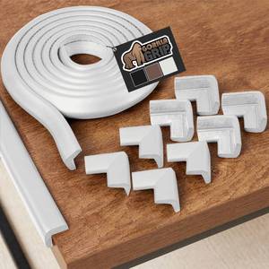 lot 12341 image: GORILLA GRIP Baby Proof Corners and Edges for Furniture, Kid Proofing Adhesive Table Corner Protectors, Heavy Duty Soft Rubber Foam Protection, Includes 8 Protective Safety Guards, 10 Feet, Off White