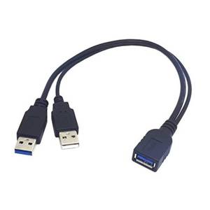 lot 12345 image: USB 3.0 Y Splitter Cable, Haokiang 1Feet USB 3.0 Type A Male to Dual USB Female 1 to 2 Y Splitter Sync Data Charger Cable Cord(One Side Only for Charging) (USB3.0 1F2M)