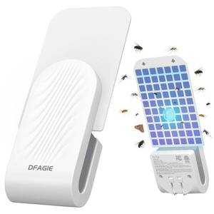 lot 12348 image: DFAGIE Fly Trap Indoor(1 Device  5 Glue Cards), Plug-in Flying Insect Trap for Mosquito, Flies, Fruit Flies, Moths, Gnats, Gnat Trap for House Indoor, White