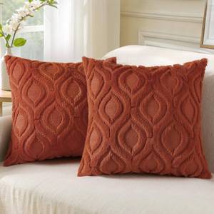 lot 12359 image: decorUhome Throw Pillow Covers 20x20 Inch Set of 2, Soft Plush Faux Wool Rust Couch Pillow Covers, Spring Solid Dyed Accent Pillow Cases for Sofa Bed Living Room Home Decor
