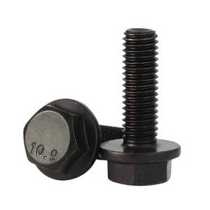 lot 12367 image: M6 x 16mm Flanged Hex Head Bolts Flange Hexagon Screws, Full Thread, Alloy Steel, Black Oxide Finish, Quantity 25