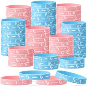 lot 16442 image: Jetec 30 Pieces Gender Reveal Bracelets, Team Boy Silicone Wristbands and Team Girl Rubber Bracelets for Gender Reveal Ideas Party Supplies Decorations (Classic Style)