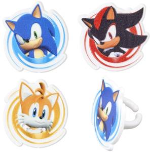 lot 16444 image: DecoPac Sonic the Hedgehog Rings, Cupcake Decorations Featuring Sonic, Tails, and Shadow - 24 Pack
