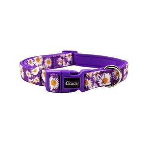lot 16446 image: Olahibi Purple Daisy Pattern Dog Collar, Polyester Material, with Soft and Comfortable Neoprene Padding,for Medium Dogs(M,Purple Daisy)
