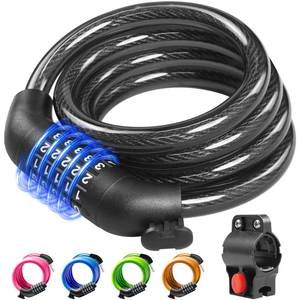 lot 16451 image: KEYSTP Bike Lock Cable with Combination,High Security 5-Digit Resettable Combination Bicycle Lock Anti-Theft, with Mounting Bracket for Bikes and Scooters��Black��