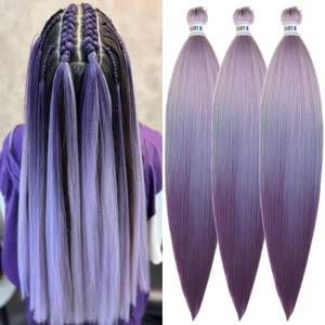 lot 16455 image: Purple Ombre Braiding Hair Pre Stretched Synthetic Yaki Ez Braid Braiding Hair