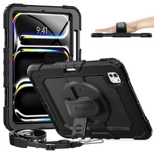lot 16462 image: timecity for iPad Pro 11 Inch M4 Case 2024 5th Gen, 360° Rotating Stand, Pencil Holder & Wireless Charging, Shockproof with Screen Protector & Shoulder Strap - for Designers & Professionals, Black