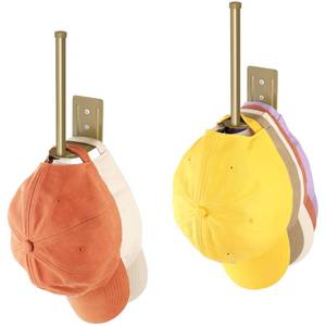 lot 16464 image: Durmmur 2 Pack Hat Racks for Baseball Caps, Stainless Steel Hat Organizer for Baseball Cap, Hat Holder Storage Organizer, Hat Hanger Strong AdhesiveWall Drilled for Door, Bedroom, Closet(Gold 6 in)