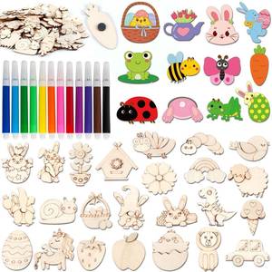 lot 16467 image: gisgfim 36 Pcs Spring Wooden Magnet Painting Craft Kit Kids Wooden Magnets Spring Arts Crafts for Kids 8-12 4-6 DIY Creativity Art Supplies for Boys Girls Easter Party Favor Birthday Gift