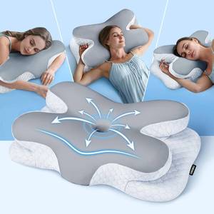 lot 16474 image: Osteo Enjoy Pain Relief Sleeping Cervical Neck Pillow, Ergonomic Contour Zoned Fits Side Sleeper, Non-Temperature Affected Memory Foam Pillows, Q-max Cooling Pillow Support Back Stomach Sleepers