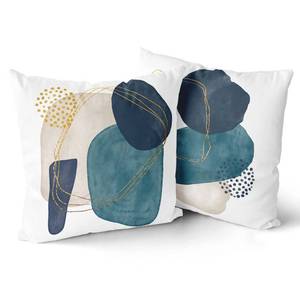 lot 16477 image: DZGlobal Geometric Throw Pillow Covers Navy Blue Grey Teal Pillows Cases Abstract Boho Pillow Covers 18x18 Mid Century Modern Cushions Covers for Couch Sofa Set of 2