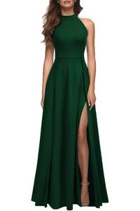 lot 16484 image: MUSHARE Womens Halter Neck Sexy Split Cocktail Party Maxi Long Formal Dress Green (Medium)