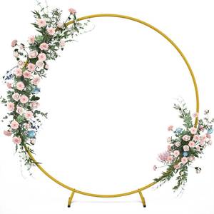 lot 6445 image: CZMIYRPY Arch Backdrop Stand 7.2FT Gold Round Balloon Arch Stand for Wedding, Party, Anniversary, Baby Birthday Decorative Metal Circle Backdrop Stand (Gold, 7.2ft)