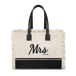 lot 6446 image: TOPDesign Mrs 2024 Bride Canvas Tote Bag, Bride Gifts Bridal Shower, Bachelorette Party, Engagement Wedding Gifts, Miss to Mrs, Bride to Be, Future Mrs Gifts, Large, Black & White