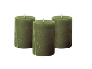 lot 6454 image: Simply Soson Rustic 2.75x4Dark Moss Green Pillar Candles Set of 3-Unscented Candles - Large Candle for Candle Holders-Velas Decorativas Green Candles Pillar Colored Candles Fall Pillar Candles Bulk