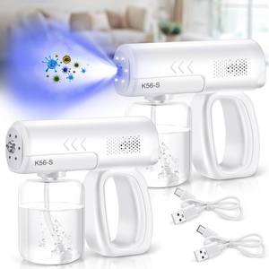 lot 6468 image: Qualirey 2 Pack Rechargeable Atomizer Sprayer Gun Handheld Nano Spray Cordless Steam Large Capacity Electric Fogger Machine for Car School Home Hotel, 1200mAh