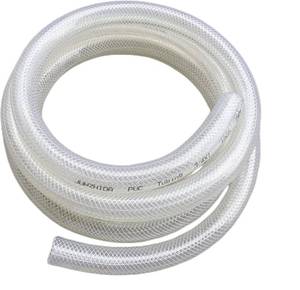 lot 6486 image: Generic Clear Flexible High Pressure Braided PVC Vinyl Tubing 34-Inch ID x 1-Inch OD x 10-ft Length, BVF-375-UV10-BPA