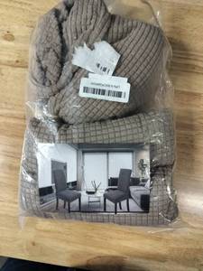 lot 8413 image: Textured Gray-Brown Chair Covers Set of 3