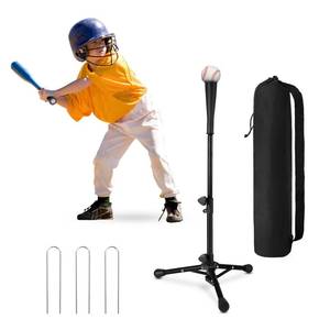 lot 8445 image: Baseball Tee For Kids, Easy Adjustable With Ground Nails Batting Tee From 20.85 to 31.30 Inches. Foldable Baseball Tees for Hitting with Portable Bag. Softball Tee for Children 3-10 Baseball Training
