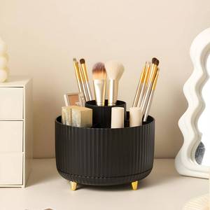 lot 8448 image: Makeup Brush Holder Organizer,360° Rotating Makeup Brush Organizer,5 Slot Make up Brushes Cup for Cosmetics, Nail Polish, Art Supply, Bathroom Vanity Desktop Organizer - White