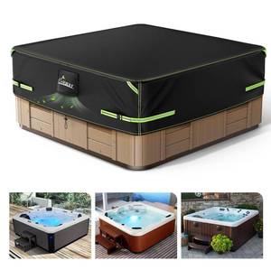 lot 8450 image: UIRWAY 600D Hot Tub Cover with Air Vent, 85 L x 85 W x 20 H Outdoor Spa Cover Waterproof, Heavy Duty Protector Covers with Reflective Strips