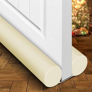 lot 8458 image: Holikme Two-Sided Door Draft Stopper Weather Stripping Window Breeze Blocker Adjustable Door Sweeps, Beige