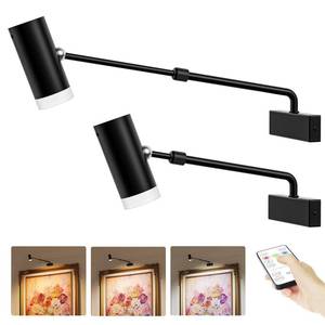 lot 8473 image: PESUTEN Battery Operated Picture Light, Adjustable Length Wireless Art Light for Paintings CCT Dimmable Rechargeable Picture Light with Remote Control for Gallery Reading Dartboard Bathroom 2PCS