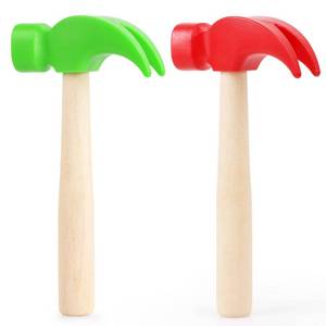 lot 8475 image: Fowecelt 4 Pack Wooden Hammer Toys Simulation Hammers Maintenance Tools Educational Toys for Kids Birthday Party Games Supplies(Red & Green)