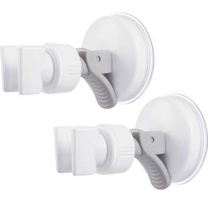 lot 8477 image: Shower Hand Held Holder Adjustable Suction Cup Shower Head Holder Universal Mounting Bracket Plastic ABS with Chrome Polished for Marble Glass Metal Ceramic (2, Grey Wrench)