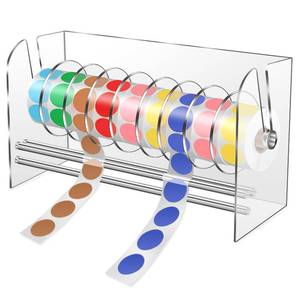 lot 9072 image: Sticker Dispenser,Label Dispenser,Sticker Holder Organizer,Sticker Roll Dispenser,Adjustable 9 Disks Acrylic Lable Roll Holder Organizer, Label Stand for Holding Tape Sticker Label Office and Home