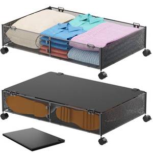 lot 9088 image: MURBONE Under Bed Storage, Under The Bed Storage with Wheels, Foldable Underbed Storage Containers, Under Bed Clothes Storage (Black, 2 Pack)
