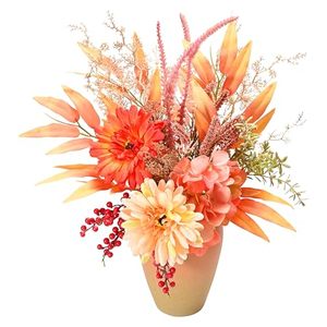 lot 9091 image: LUEUR Artificial Sunflower Flowers with Vase Fall Flowers Bouquets Faux Gerber Daisy Flowers Arrangement Hydrangea in Vase Suitable Home Fall Decor Table Centerpieces Decoration