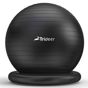 lot 9100 image: Trideer Exercise Yoga Ball Chair with Base for Home Office Desk, Stability & Fitness Ball Seat to Relieve Back Pain, Home Gym Workout for Abs, Pregnancy Ball with Pump