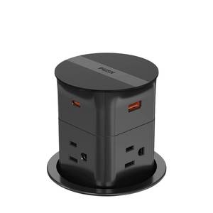 lot 9107 image: Pop up Outlet for Countertop,PD 20W USB C Fast Charging,3.15 Desk Grommet Power Station,4 Outlets,4-USB, Kitchen Island Pop Up Electrical Outlet, Office Recessed Power Supply,6ft Cord, Black - Retail $113.64