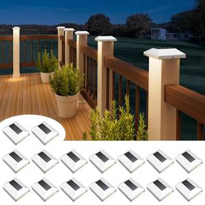 lot 9110 image: Solar Post Cap Lights Outdoor 16pack - Waterproof Solar Fence Post Lights Fit 4x4 WoodenVinyl Posts, White Solar Deck Post Lights Emit Warm White For Outside, Deck FenceBackyardStair RailingPorch