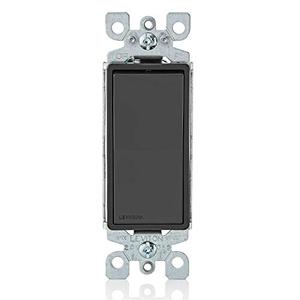 lot 10255 image: Leviton 5601-2E 15 Amp, 120277 Volt, Decora Rocker Single-Pole AC Quiet Switch, Residential Grade, Grounding, Black