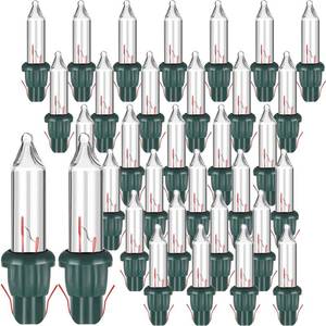 lot 10262 image: Mudder Christmas Clear Replacement Mini Light Bulbs Incandescent Light Bulbs 3.5 V Mini Glass Lights with Green Base, 0.12 Ampere, 0.43 Watt (200)