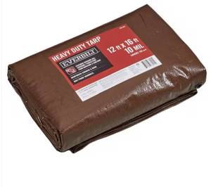 lot 1592 image: Everbilt 12 ft. x 16 ft. Brown and Silver Heavy Duty Tarp