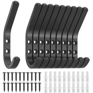 lot 2981 image: GWAAZXGZ Wall Hooks for Hanging Coats - Black 3.2 Double Hook Design, Hat Organizers, Wall Mount Hangers for Bags and Keys, Perfect for Garage, Workshop, Entryway, Closet, and DIY Projects