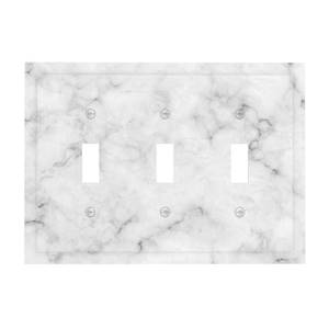 lot 2982 image: White Grey Marble Triple Toggle Light Switch Cover Decorative Wall Plate 3 Gang Plastic Faceplate For Home Decor 4.7 X 6.8