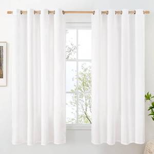 lot 2986 image: BGment Pure White Linen Curtains for Living Room Privacy 63 Inch Length, Grommet Thick Natural Window Drapes Light Filtering for Bedroom Office Farmhouse Let Light in, 2 Panels, Each 52 Inch Wide
