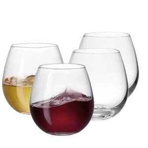 lot 18064 image: GLING 15 oz Stemless Wine Glasses Set of 4, Wine Glass Cups for Red or White Wine - These Crystal Tumblers are Great for Wedding, Birthdays, and All Occasions