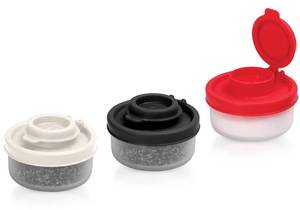 lot 18069 image: SIGNORAWARE Salt and Pepper Shakers Moisture Proof Mini Salt Shaker to go Camping Picnic Outdoors Kitchen Lunch Boxes Travel Spice Set Clear with colored lids Plastic Airtight Dispenser (Small,3 pack)